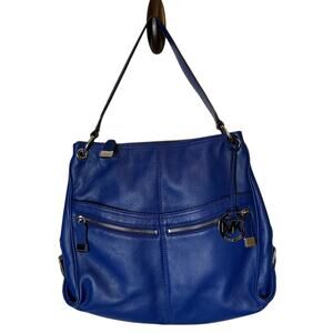 Michael Kors Layton Pebbled Leather Hobo Shoulder Bag in Blue